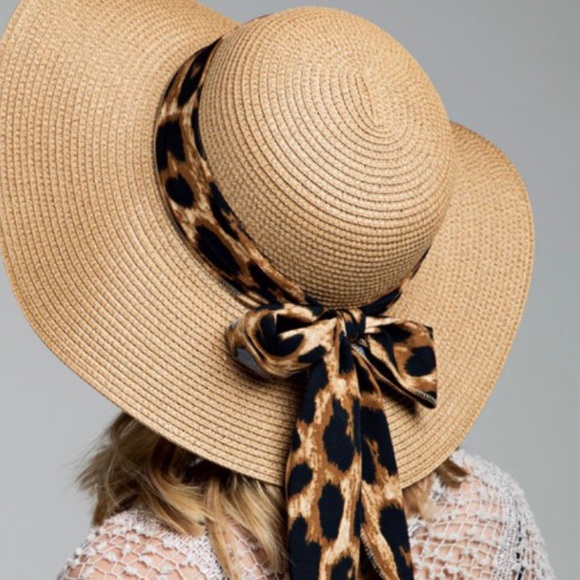 Leopard Print Bow Sun Hat - Picture 2 of 7
